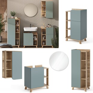Vicco Badmöbel-Set Karen Sonoma Mintgrün 5 Teile 