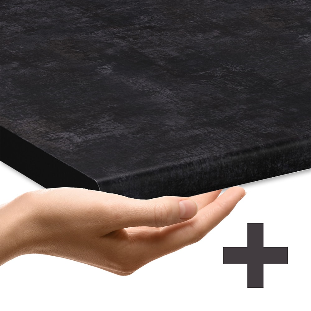 Vicco Schubunterschrank R-Line Schwarz Beton Anthrazit 60 cm mit Arbeitsplatte Anthrazit 