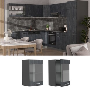 Vicco Hängeglasschrank R-Line Schwarz Beton Anthrazit 40 cm 