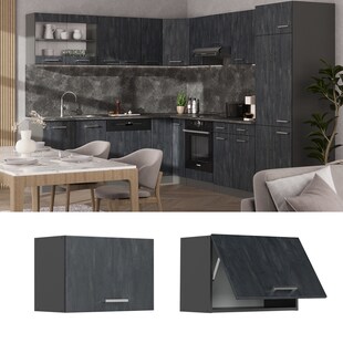 Vicco Hängeschrank R-Line Schwarz Beton Anthrazit 60 cm flach 
