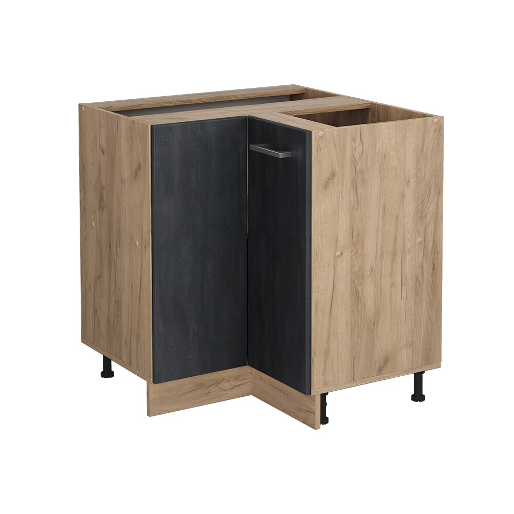 Vicco Eckunterschrank R-Line Schwarz Beton Eiche 87 cm ohne Arbeitsplatte 