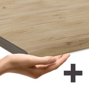 Vicco Eckunterschrank R-Line Schwarz Beton Eiche 87 cm mit Arbeitsplatte Eiche 