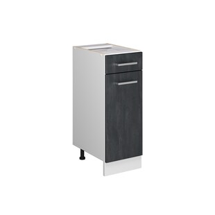 Vicco Schubunterschrank R-Line Schwarz Beton Weiß 30 cm ohne Arbeitsplatte 