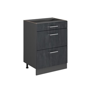 Vicco Schubladenunterschrank R-Line Schwarz Beton Anthrazit 60 cm ohne Arbeitsplatte 