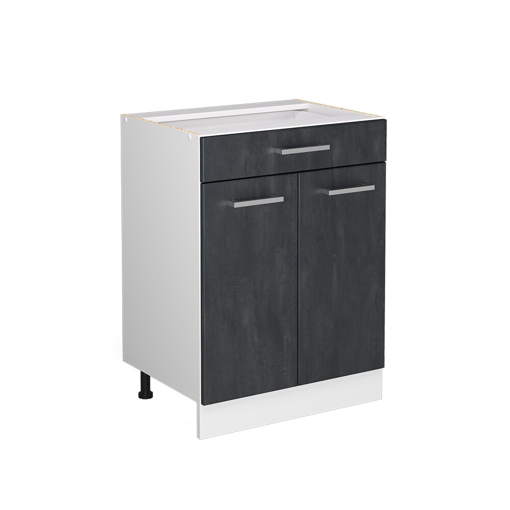 Vicco Schubunterschrank R-Line Schwarz Beton Wei&szlig; 60 cm ohne Arbeitsplatte 