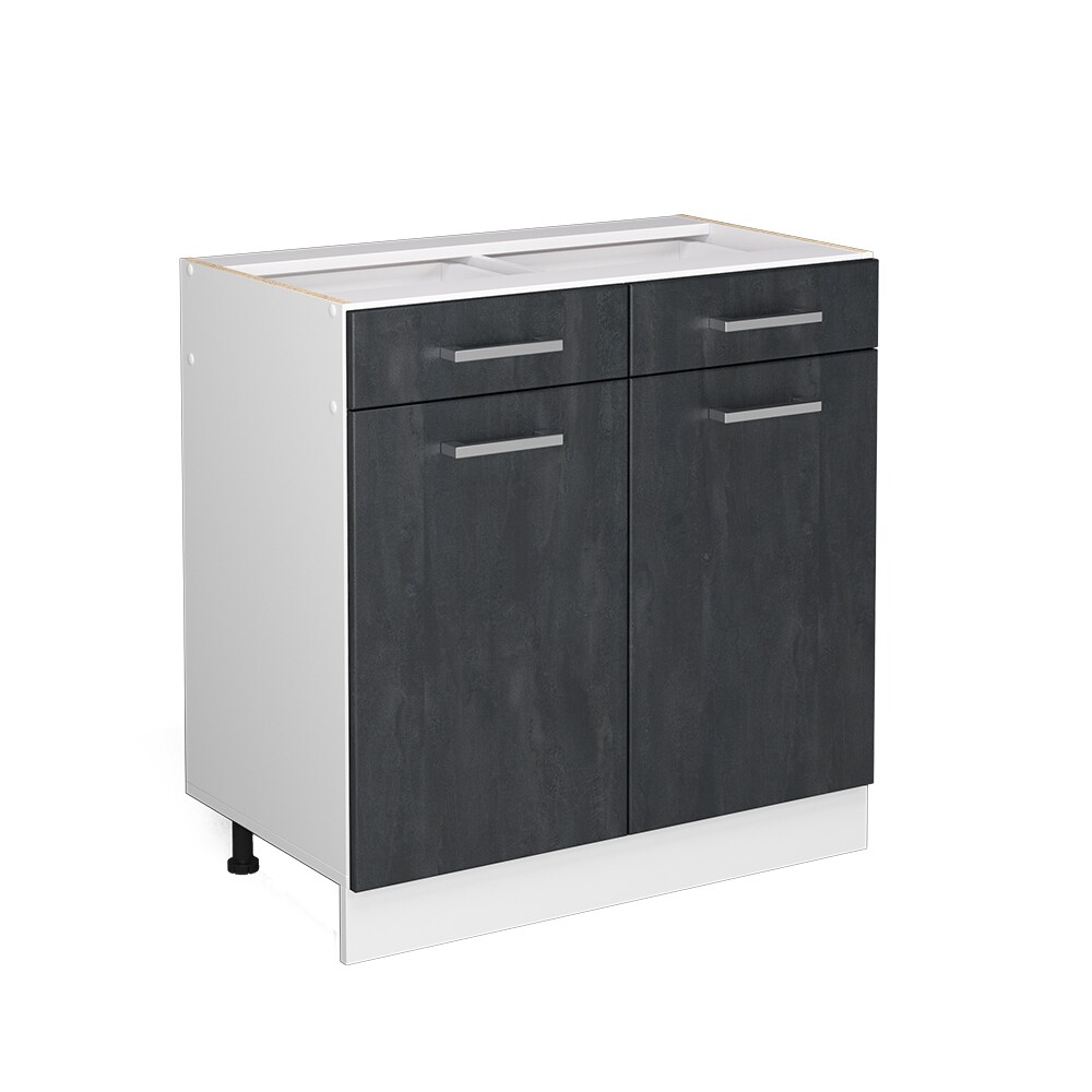 Vicco Schubunterschrank R-Line Schwarz Beton Wei&szlig; 80 cm ohne Arbeitsplatte 