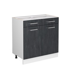 Vicco Schubunterschrank R-Line Schwarz Beton Weiß 80 cm ohne Arbeitsplatte 