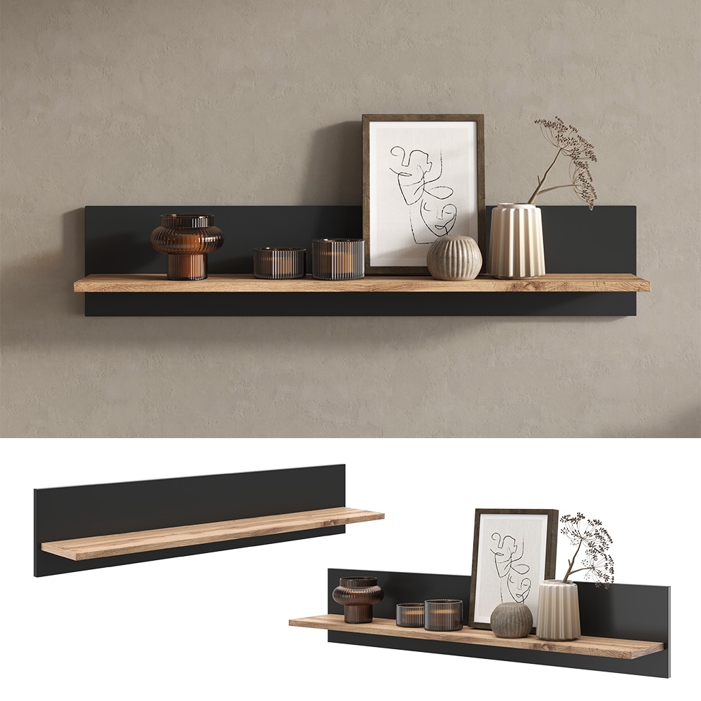 Vicco Wandregal Amber Eiche Wotan Anthrazit 100 x 20 cm Wandhalterung 