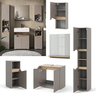 Vicco Badmöbel-Set Marelle Greige Eiche 5 Teile 