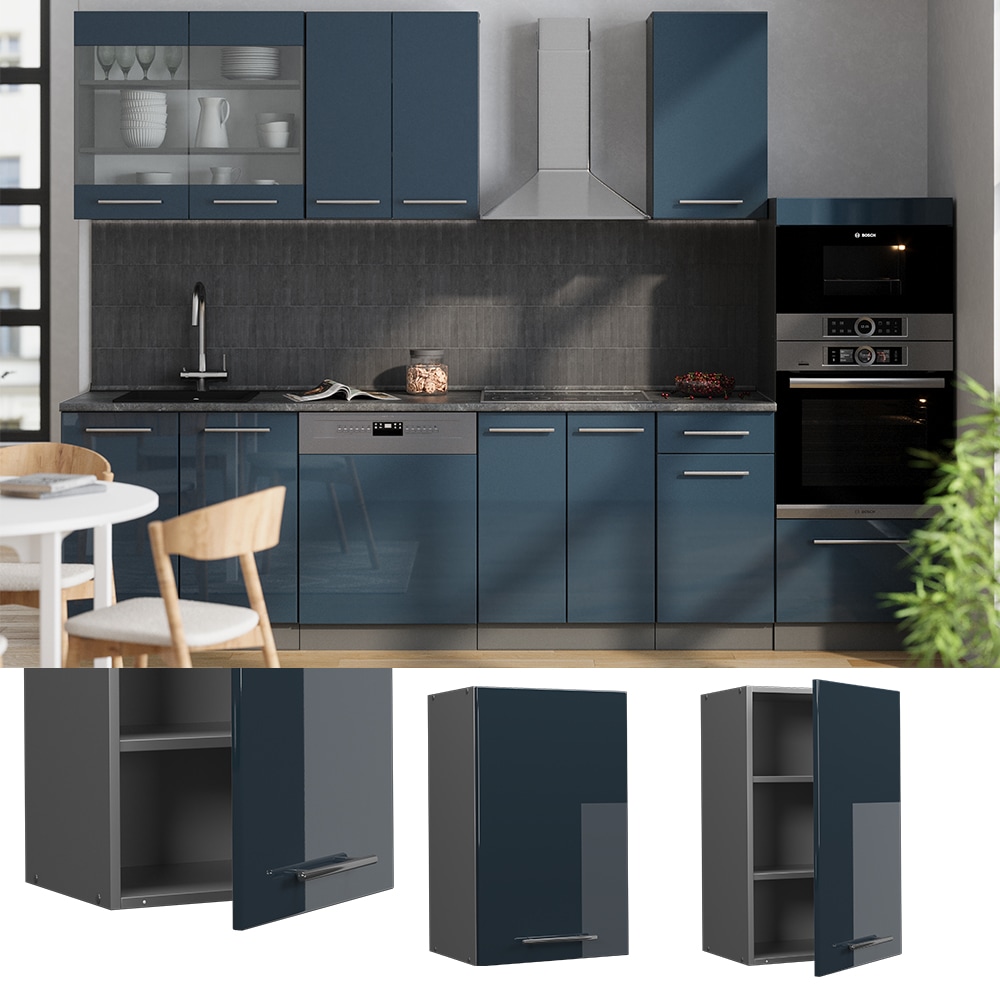 Vicco H&auml;ngeschrank Fame-Line Anthrazit Dunkelblau Hochglanz 45 cm 