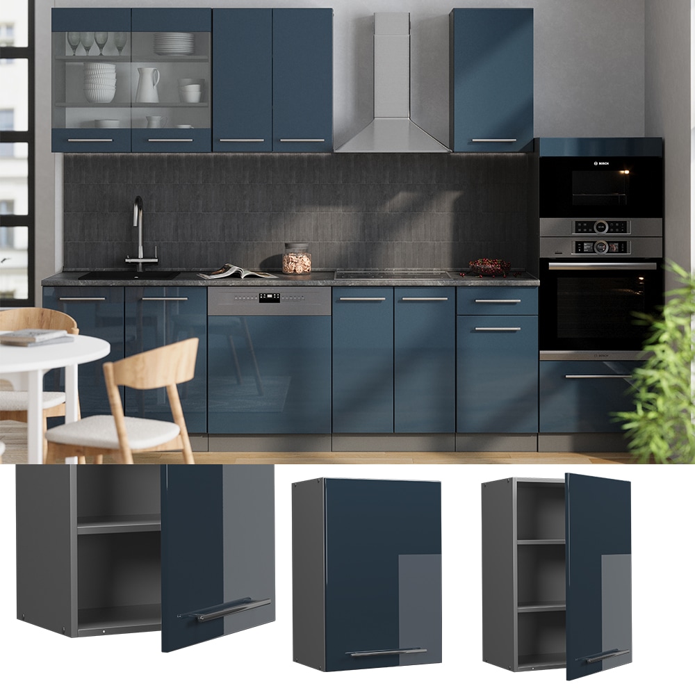 Vicco H&auml;ngeschrank Fame-Line Anthrazit Dunkelblau Hochglanz 50 cm 