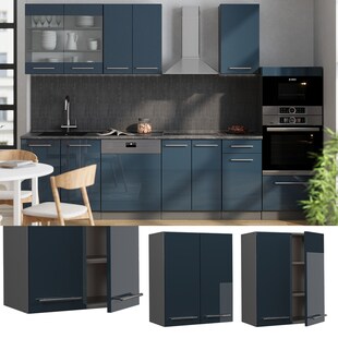 Vicco Hängeschrank Fame-Line Anthrazit Dunkelblau Hochglanz 60 cm 