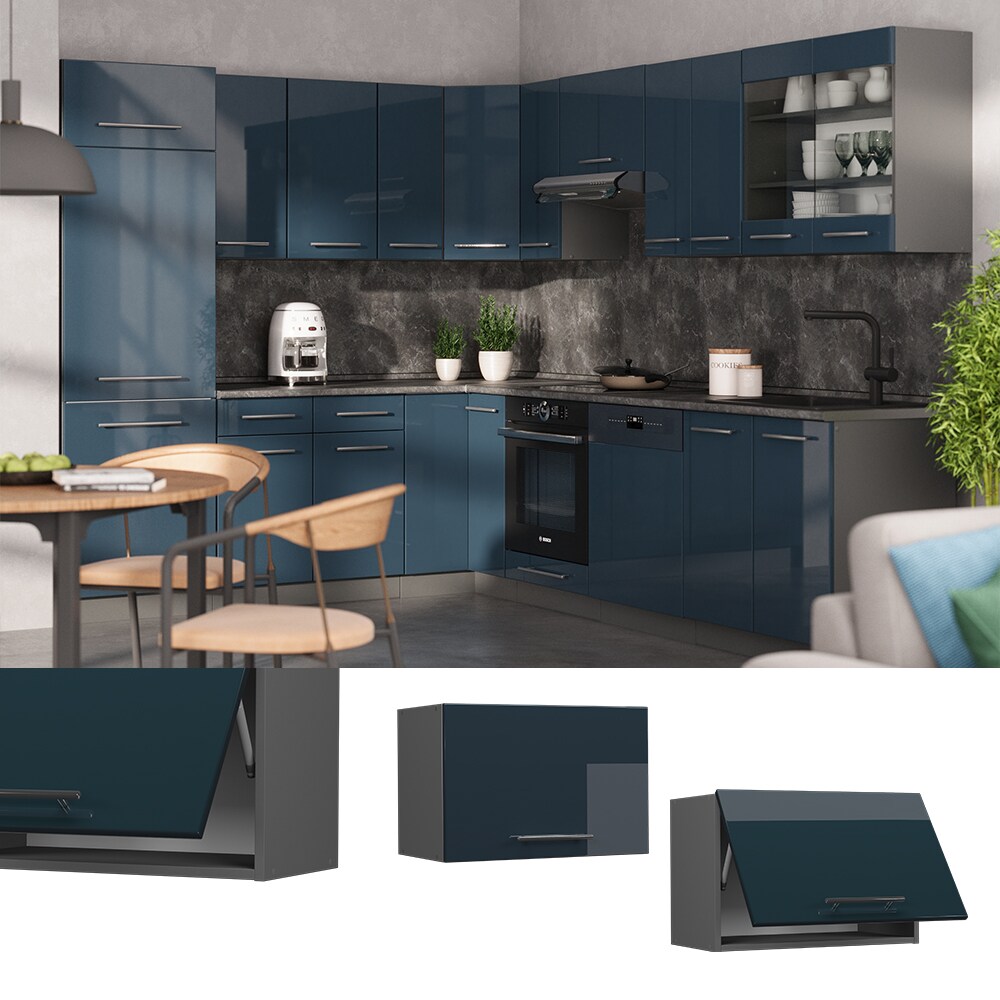 Vicco H&auml;ngeschrank Fame-Line Anthrazit Dunkelblau Hochglanz 60 cm flach 