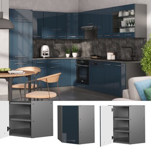 Vicco Eckhängeschrank Fame-Line Anthrazit Dunkelblau Hochglanz 57 cm 