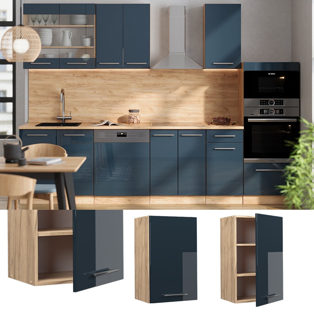 Vicco H&auml;ngeschrank Fame-Line Eiche Dunkelblau Hochglanz 45 cm 