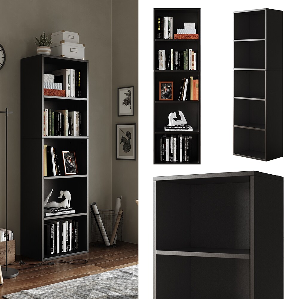 Vicco B&uuml;cherregal Bob Schwarz 40 x 132 cm mit 5 F&auml;chern 