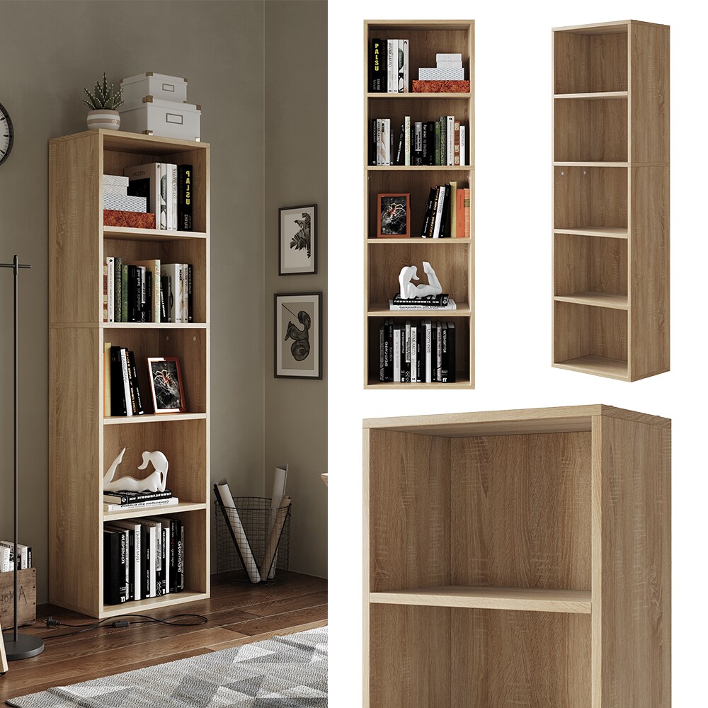 Vicco B&uuml;cherregal Bob Eiche 40 x 132 cm mit 5 F&auml;chern 