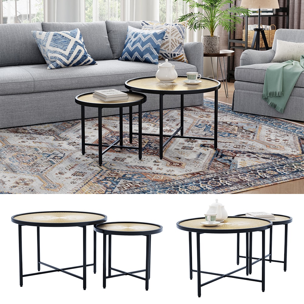 Vicco Couchtisch-Set Winnipeg Holz/Schwarz 62 x 44,5 cm 2 Teile 