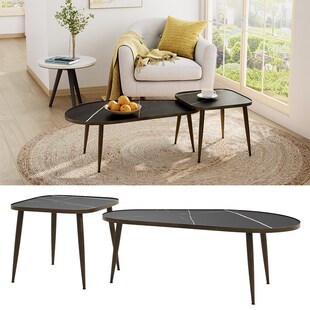 Vicco Couchtisch-Set Manitoba Schwarz 105 x 37 cm 2 Teile 