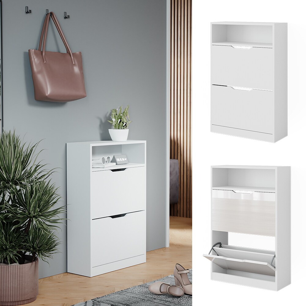 Vicco Schuhkipper Luca Wei&szlig; 59 x 90 cm 2 Klappf&auml;cher 