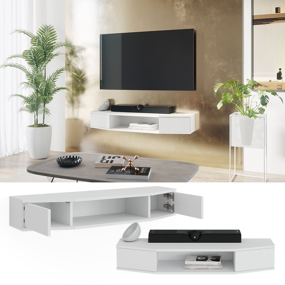 Vicco Lowboard Walter Wei&szlig; 110 x 17,4 cm mit 2 T&uuml;ren 