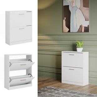 Vicco Schuhschrank Gizmo Weiß 59 x 73 cm 2 Fächer 