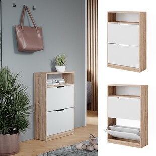 Vicco Schuhkipper Luca Eiche Weiß 59 x 90 cm 2 Klappfächer 