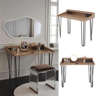 Vicco Schminktisch Sannar Eiche Schwarz 110 x 60 cm mit Schubladen 