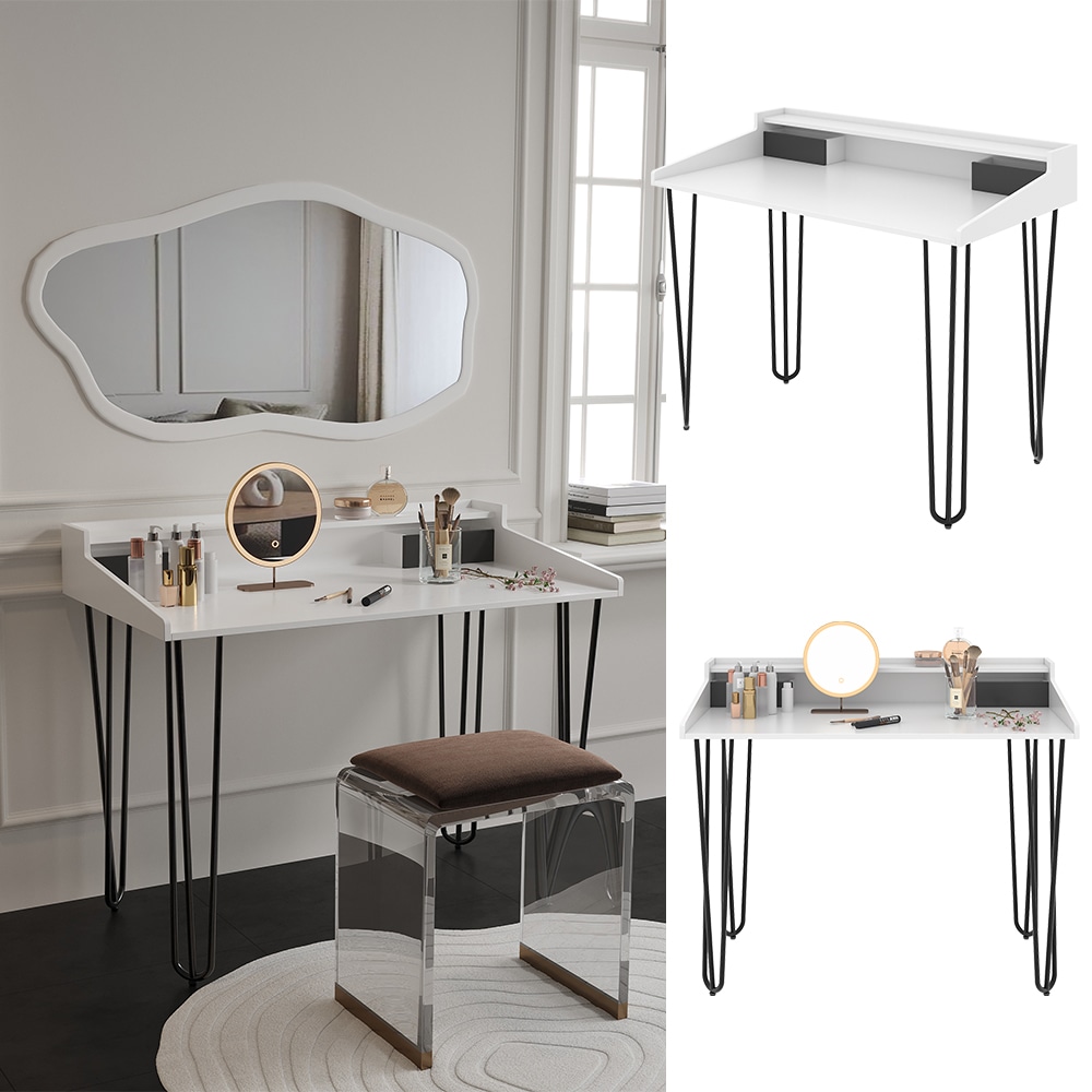 Vicco Schminktisch Sannar Wei&szlig; Schwarz 110 x 60 cm mit Schubladen 