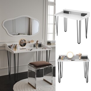 Vicco Schminktisch Sannar Weiß Schwarz 110 x 60 cm mit Schubladen 