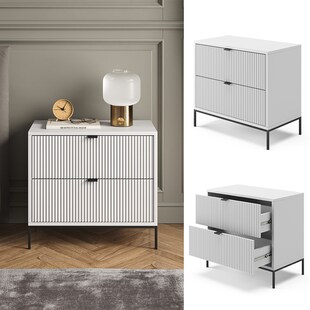 Vicco Nachttisch Eliza Weiß 66 x 60 cm mit 2 Schubladen 