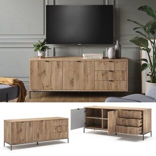 Vicco Lowboard Eliza Viking Oak 150,1 x 60 cm mit 3 Schubladen und 2 Türen 