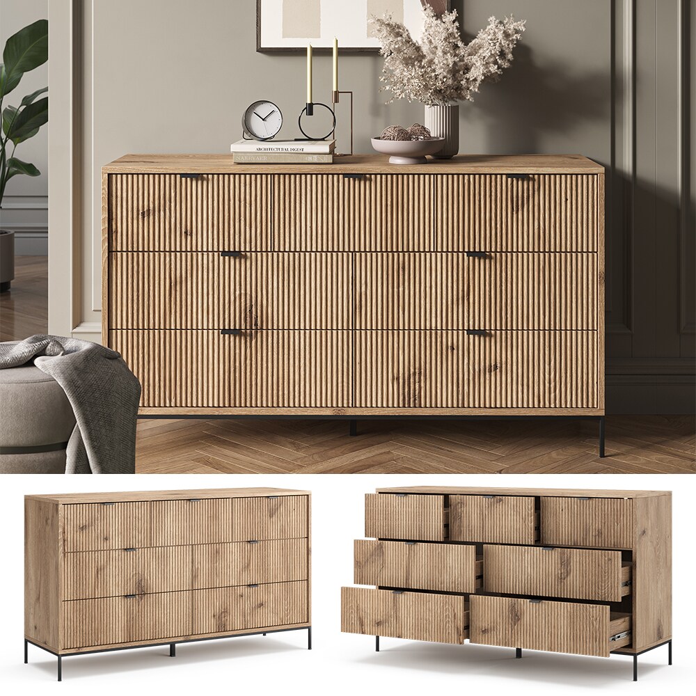 Vicco Sideboard Eliza Viking Oak 140 x 81 cm mit 7 Schubladen 