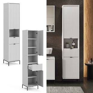 Vicco Hochschrank Eliza Weiß 40 x 190 cm mit 2 Türen und Schublade 