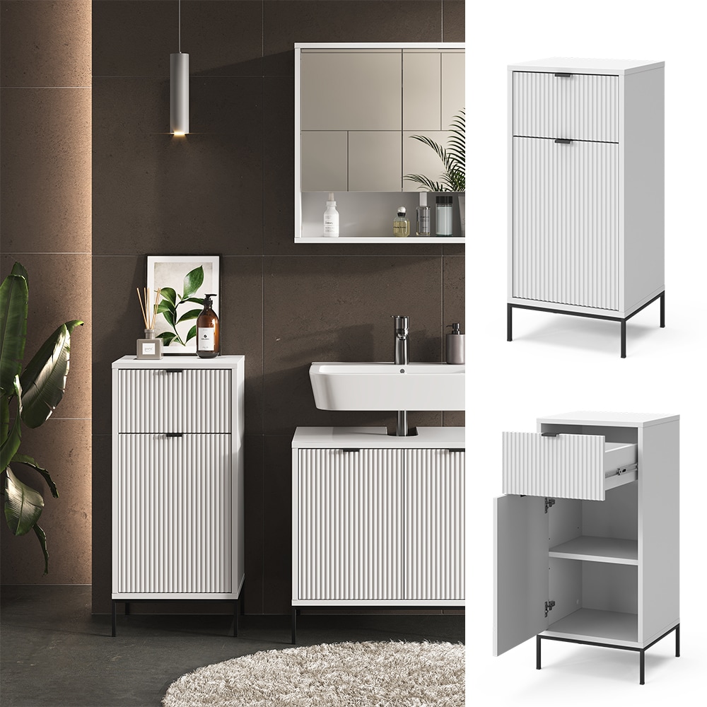 Vicco Midischrank Eliza Wei&szlig; 40 x 87 cm mit T&uuml;r und Schublade 