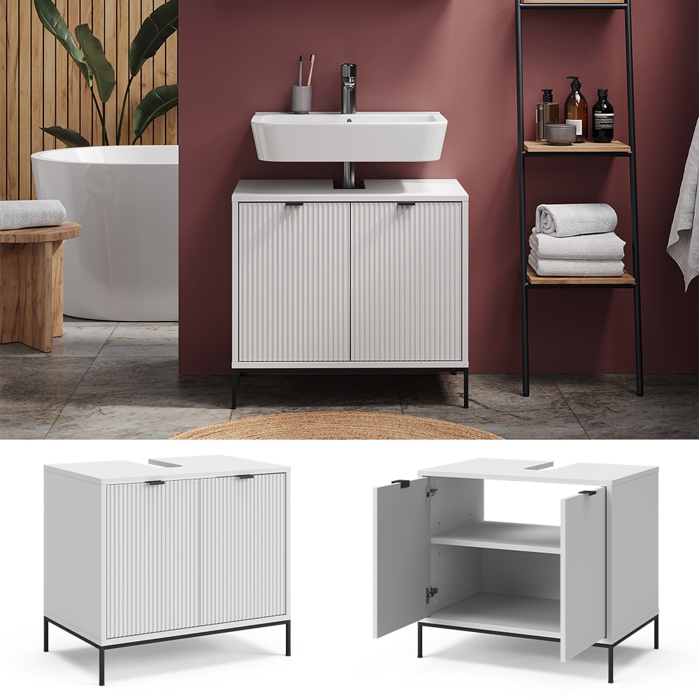 Vicco Waschbeckenunterschrank Eliza Wei&szlig; 70 x 63 cm mit 2 T&uuml;ren 