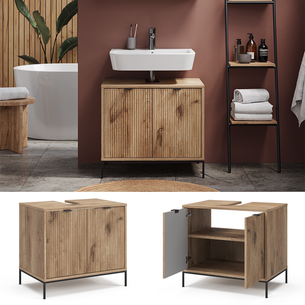 Vicco Waschbeckenunterschrank Eliza Viking Oak 70 x 63 cm mit 2 T&uuml;ren 