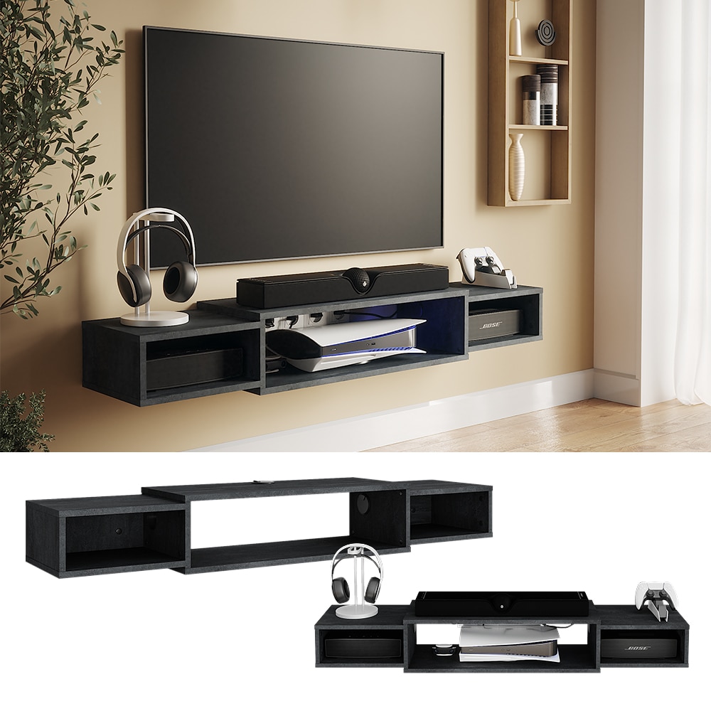 Vicco CD-Regal Nordic Schwarz Beton 140 x 20 cm offenes Regal 