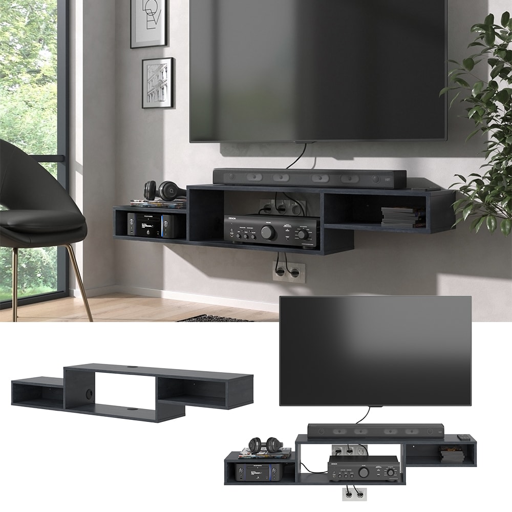 Vicco CD-Regal Drive Schwarz Beton 150 x 26 cm offenes Regal 