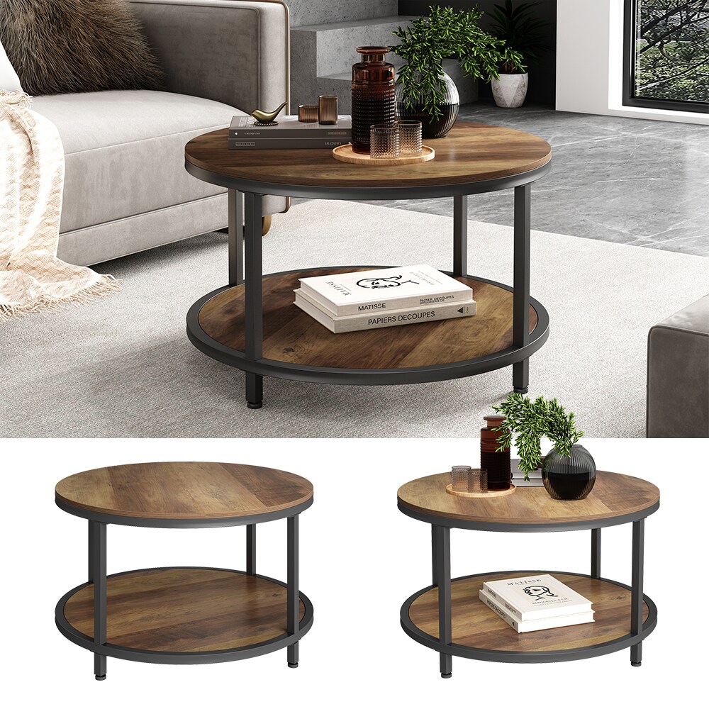 Vicco Couchtisch Ontario Eiche Schwarz 80 x 46 cm Rundtisch 