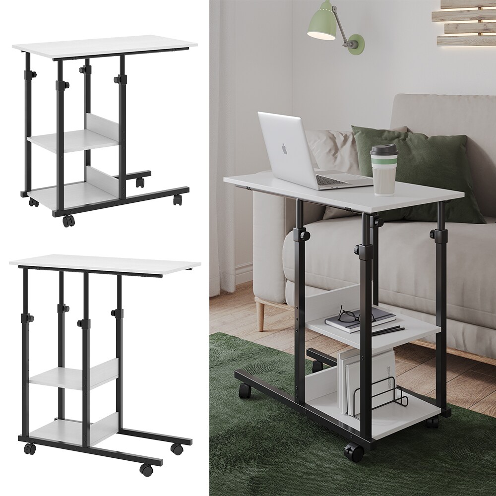 Vicco Beistelltisch Liam Wei&szlig; Schwarz 89 x 80 cm mit Rollen 