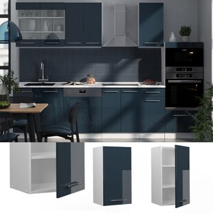 Vicco Hängeschrank Fame-Line Weiß Dunkelblau Hochglanz 40 cm 