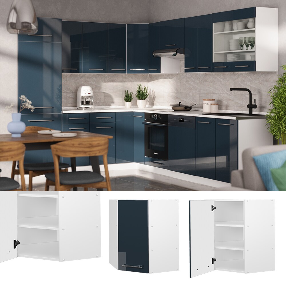 Vicco Eckh&auml;ngeschrank Fame-Line Wei&szlig; Dunkelblau Hochglanz 57 cm 