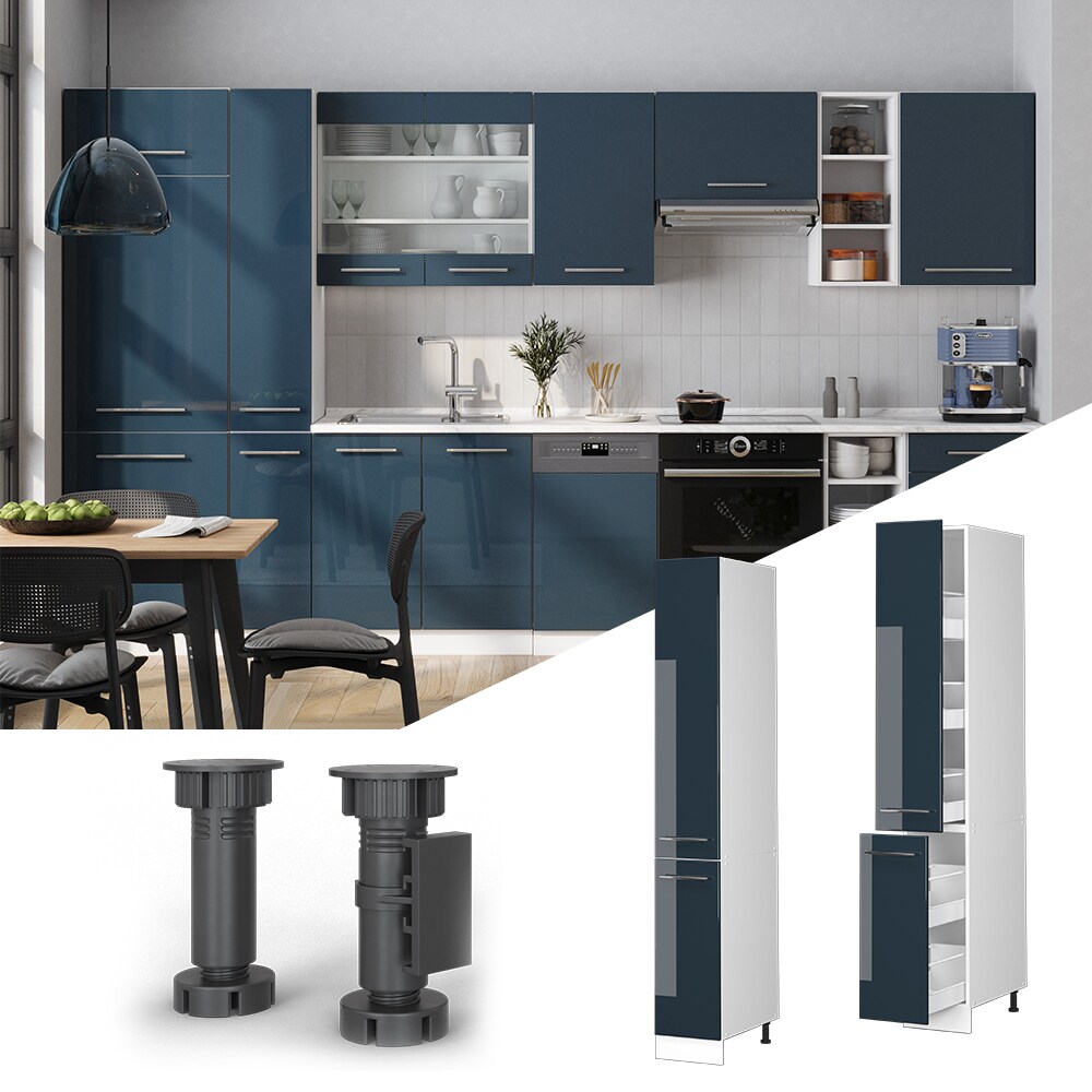 Vicco Apothekerhochschrank Fame-Line Wei&szlig; Dunkelblau Hochglanz 30 cm 