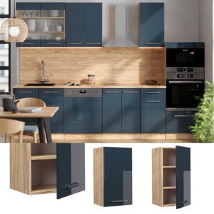 Vicco Hängeschrank Fame-Line Eiche Dunkelblau Hochglanz 40 cm 