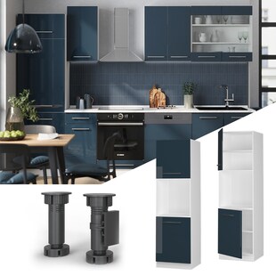 Vicco Herdschrank Fame-Line Weiß Dunkelblau Hochglanz 60 cm 2 Türen 