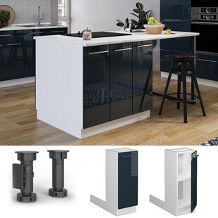 Vicco Regalinselunterschrank Fame-Line Weiß Dunkelblau Hochglanz 30 cm 