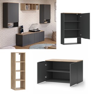 Vicco Wohnwand Wido Anthrazit Eiche 5 Teile 