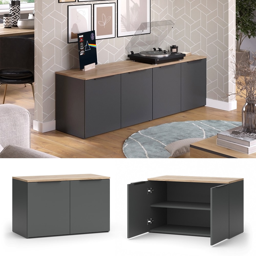 Vicco Wohnwand Wido Anthrazit Eiche 2 Teile 