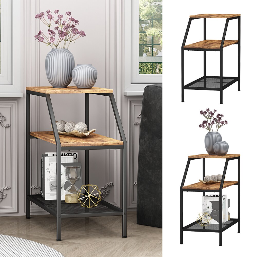 Vicco Anstelltisch Fyrk Eiche Schwarz 30 x 61,5 cm mit 2 offenen Ablagen 